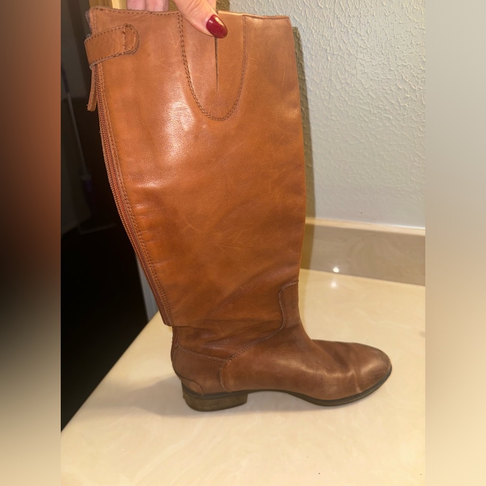 Sam Edelman knee high riding boots brown caramel leather used size 8 Eur 39